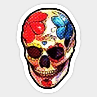 Comic halftone Day of the Dead Skull Mask Sticker